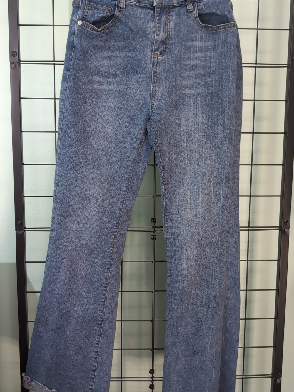 Poem Women’s Size L High Rise Wide Leg Jeans Raw Hem 13.5x27.5
